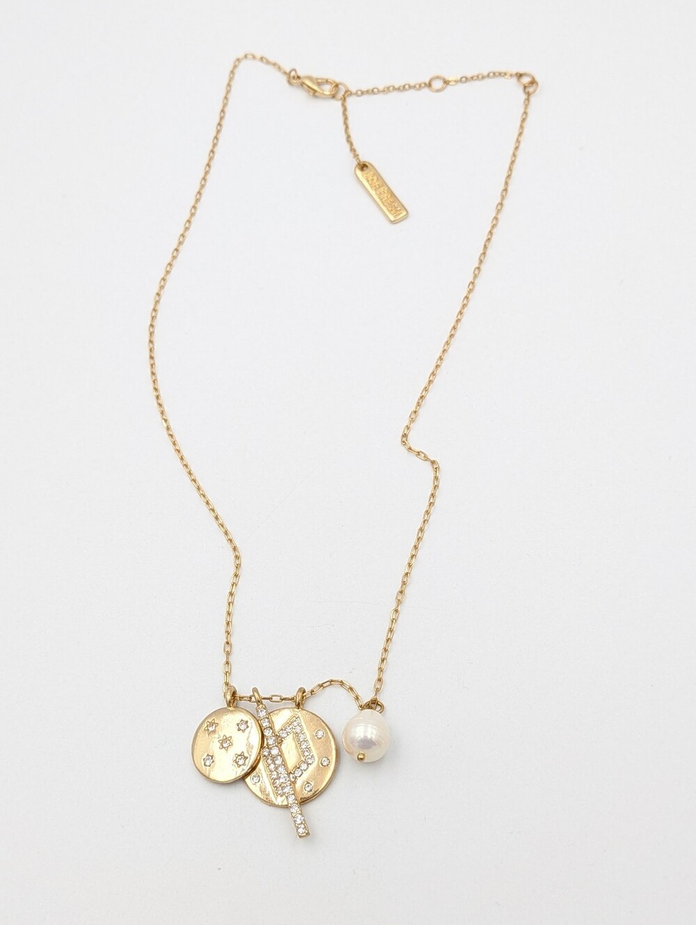 Joe Fresh gold tone pendant rhinestone chain necklace